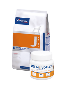 Virbac HPM J1 Joint & Mobility. Hundefoder mod ledproblemer (dyrlæge diætfoder) 12  kg + MOVOFLEX Medium 15-35 kg.  30 stk.